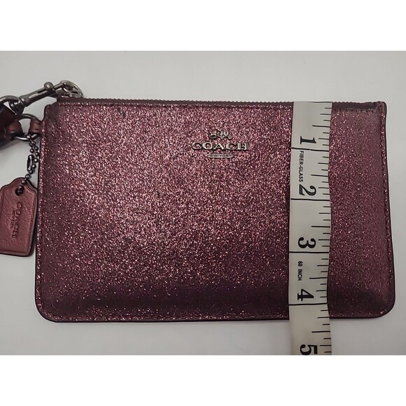 Coach Metallic Cherry Glitter Small Wristlet F64585 Wallet Horses Logo Clutch - Picture 7 of 10